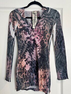 Code Vintage Lord & Taylor Hooded long Sleeve stretch knit Top size XS